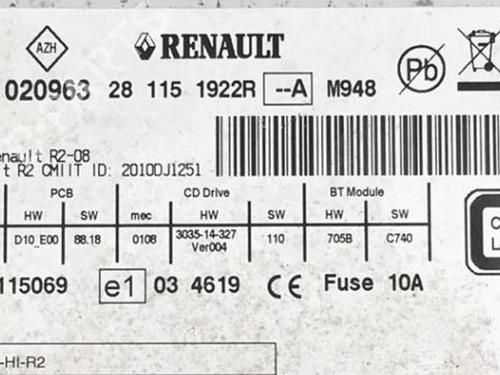 Radio RENAULT KOLEOS I (HY_) 2.0 dCi 4x4 (HY0K) | BP25555981E6  - Image 6