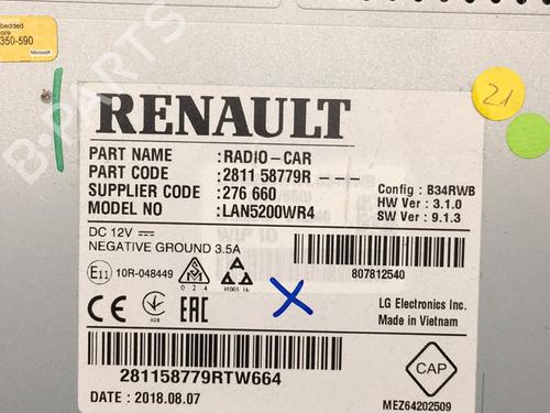Radio RENAULT CAPTUR I (J5_, H5_) 1.5 dCi 90 (J5N4, J5M5, J5MW, J5M6, J5AL, J5AJ) | BP25555890E6 