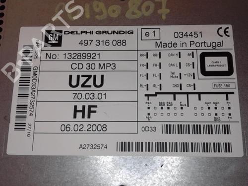 Radio OPEL CORSA D (S07) 1.2 LPG (L08, L68) | BP25365609E6 