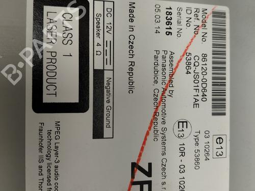 Used Radio Radio TOYOTA YARIS (_P13_) 1.0 (KSP130_, KSP130) (69 hp) 31716714 31716714