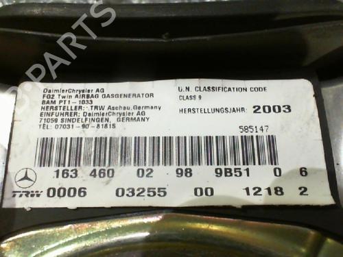 Used Driver airbag MERCEDES-BENZ M-CLASS (W163) ML 270 CDI (163.113) (163 hp) 24755655