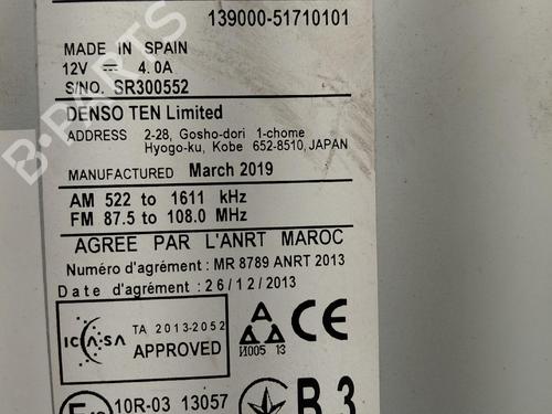 Bilradio Bilradio TOYOTA YARIS (_P13_) 1.5 Hybrid (NHP130_, NHP130) (101 hp) 39894864 39894864