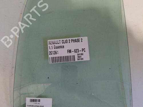 Used Rear right door window RENAULT CLIO II (BB_, CB_) 1.2 (BB0A, BB0F, BB10, BB1K, BB28, BB2D, BB2H, CB0A,... (58 hp) 30096037