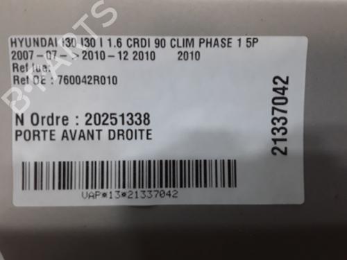 Right front door HYUNDAI i30 (FD) 1.6 CRDi | BP30766327C3