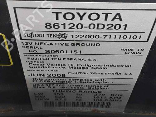 Auto-radio TOYOTA YARIS (_P9_) 1.0 VVT-i (KSP90_, KSP90R) | BP25189431E6 