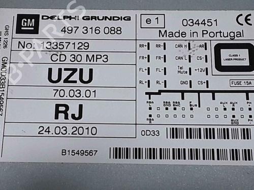 Radio OPEL CORSA D (S07) 1.3 CDTI (L08, L68) | BP25189634E6 