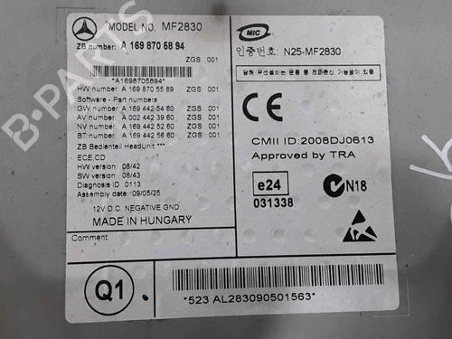 Radio MERCEDES-BENZ B-CLASS Sports Tourer (W245) B 200 CDI (245.208) | BP25189667E6 