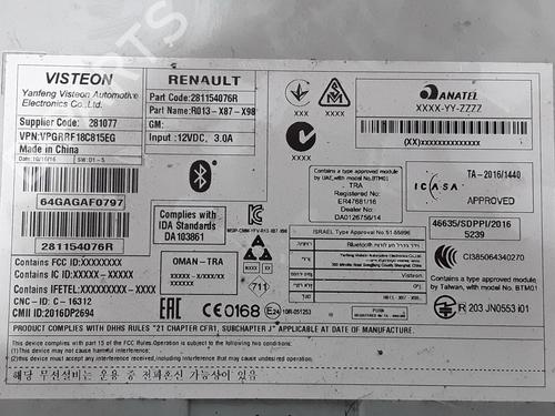 Radio RENAULT CLIO IV (BH_) 1.5 dCi 75 | BP25190025E6