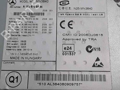 Radio MERCEDES-BENZ B-CLASS Sports Tourer (W245) B 180 CDI (245.207) | BP25189937E6 
