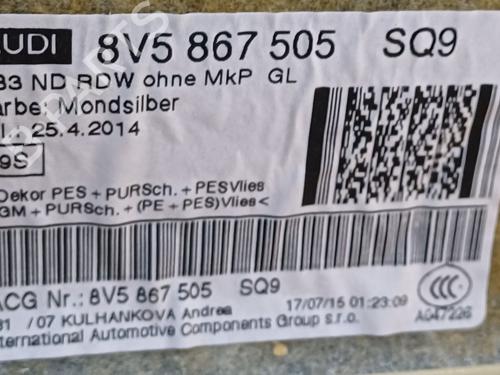 Interior roof AUDI A3 Limousine (8VS, 8VM) 2.0 TDI | BP30824308I12