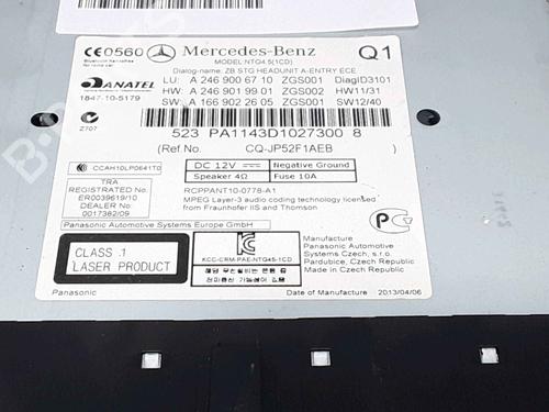 Radio MERCEDES-BENZ A-CLASS (W176) A 200 CDI (176.001) | BP25189883E6 
