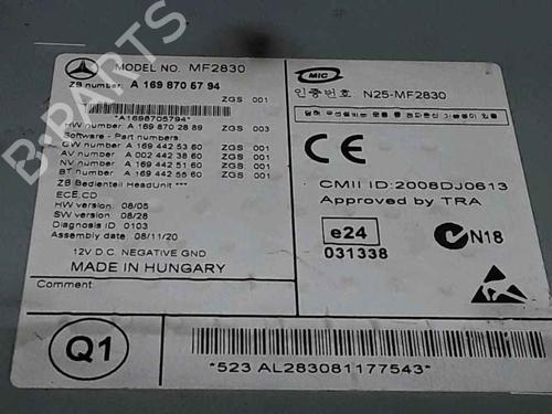 Radio MERCEDES-BENZ B-CLASS Sports Tourer (W245) B 180 CDI (245.207) | BP25189527E6 