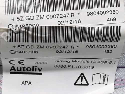 Right curtain airbag PEUGEOT 208 I (CA_, CC_) 1.6 HDi / BlueHDi 75 | BP25160439C12 