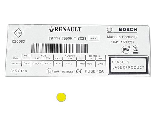 Radio RENAULT SCÉNIC III (JZ0/1_) 1.9 dCi (JZ0J, JZ1J, JZ1K, JZ1S) | BP29576908E6