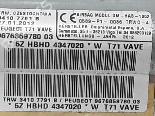Left curtain airbag PEUGEOT 308 I (4A_, 4C_) 1.6 HDi | BP25159695C11 