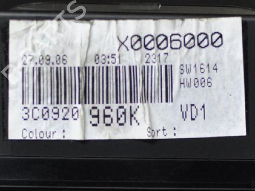 Instrument cluster VW PASSAT B6 (3C2) 2.0 TDI 16V | BP6728780C47 