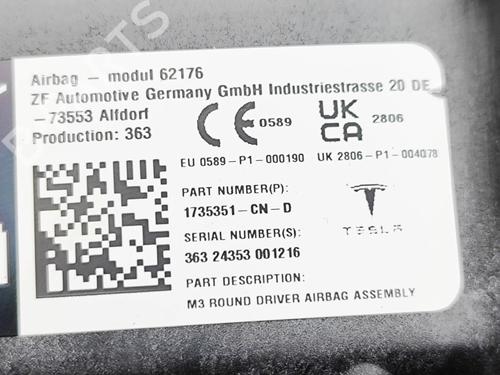 Driver airbag TESLA MODEL 3 (5YJ3) EV | BP33697666C9 - Image 7