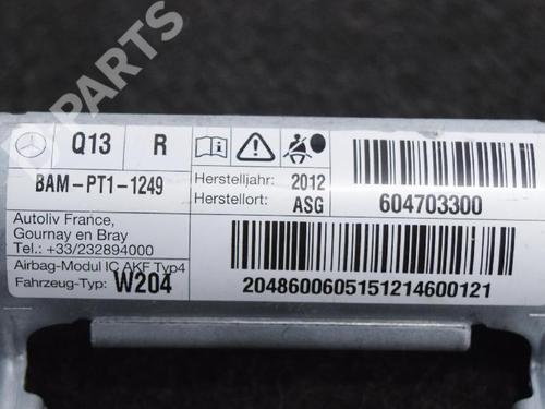 Right curtain airbag MERCEDES-BENZ C-CLASS (W204) C 220 CDI (204.002) | BP6759581C12 