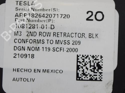 Rear left seatbelt TESLA MODEL 3 (5YJ3) EV AWD | BP27748416I29 - Image 6