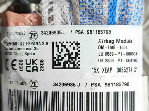 Right curtain airbag CITROËN C3 III (SX) 1.2 THP 110 (SXHNPS, SXHNZT, SXHNZ6) | BP29459138C12 