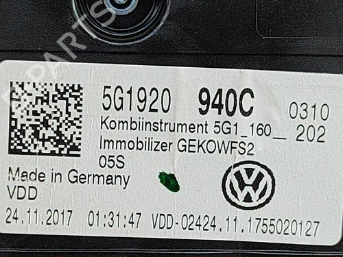 Instrument cluster VW GOLF VII (5G1, BQ1, BE1, BE2) 1.4 TSI | BP20982013C47 