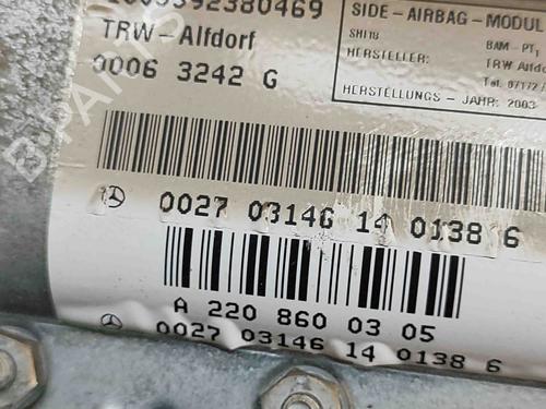 Left door airbag MERCEDES-BENZ S-CLASS (W220, V220) S 500 4-matic (220.084, 220.184) | BP29373485C52 