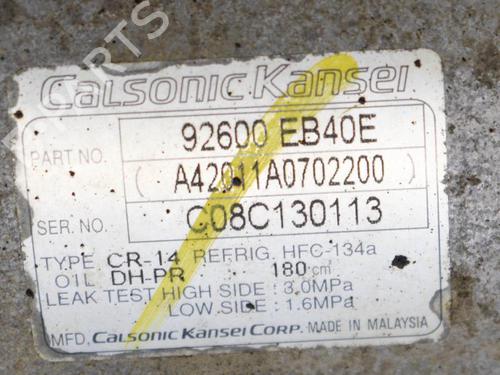 AC compressor NISSAN NAVARA NP300 (D40) 2.5 dCi 4WD | BP6749802M34 