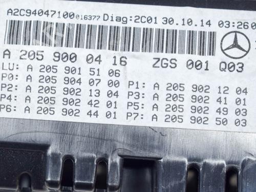 Instrument cluster MERCEDES-BENZ C-CLASS (W205) C 220 BlueTEC / d (205.002, 205.004) | BP9628198C47 