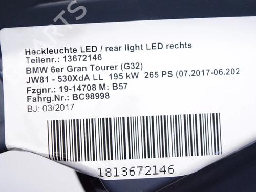 Right taillight BMW 6 Gran Turismo (G32) 630 d xDrive | BP33368955C35  - Image 9