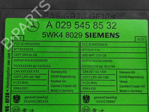 Electronic module MERCEDES-BENZ S-CLASS (W220, V220) S 500, S 500 L (220.075, 220.175, 220.875) | BP25219646M83 