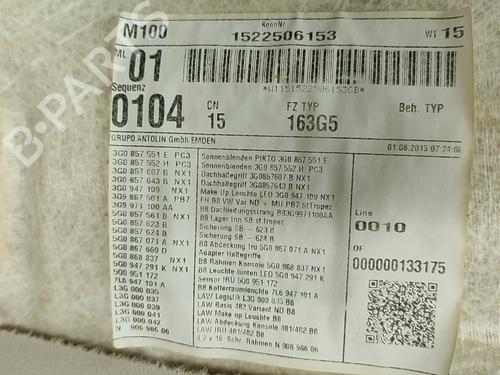 Interiør tag VW PASSAT B8 Variant (3G5, CB5) 2.0 TDI | BP29829992I12
