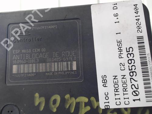 Used ABS pump CITROËN C2 (JM_) 1.6 HDi (109 hp) 31613217