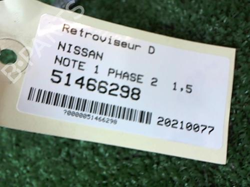Used Right mirror NISSAN NOTE (E11, NE11) 1.5 dCi (86 hp) 25645283
