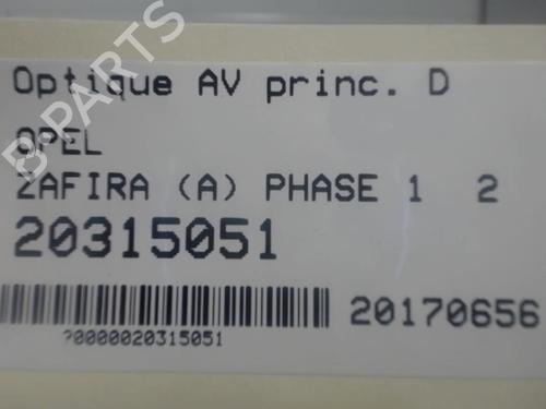 Højre forlygte OPEL ZAFIRA A MPV (T98) 2.0 DTI 16V (F75) | BP25632100C29 