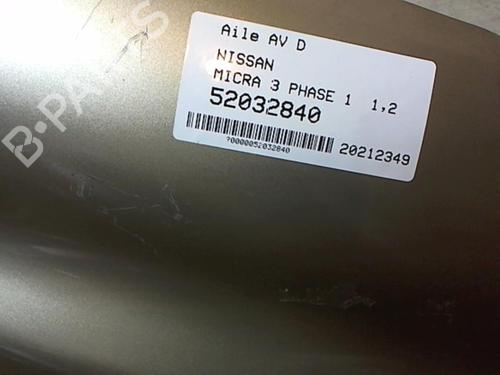 Right front fenders NISSAN MICRA III (K12) 1.2 16V | BP25650749C42 