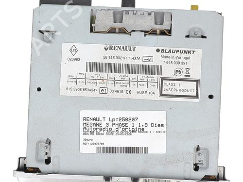 Used Radio Radio RENAULT MEGANE III Hatchback (BZ0/1_, B3_) 1.9 dCi (BZ0N, BZ0J) (131 hp) 33432510 33432510