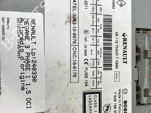 Radio RENAULT MEGANE III Hatchback (BZ0/1_, B3_) 1.5 dCi (BZ09, BZ0D, BZ1W, BZ29, BZ14) | BP25656656E6 