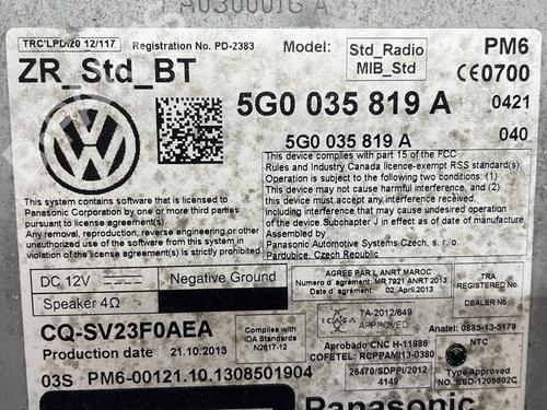Radio VW GOLF VII (5G1, BQ1, BE1, BE2) 1.4 TSI | BP27919822E6 