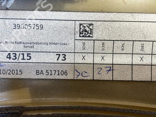 Rear left wheel arch trim OPEL ADAM (M13) 1.0 | BP25664576C136 