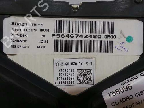 Instrument cluster PEUGEOT 307 (3A/C) 2.0 HDi 90 | BP208938C47