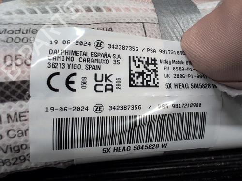Right curtain airbag PEUGEOT PARTNER Box Body/MPV (K9) 1.5 BlueHDI 130 | BP29710202C12 