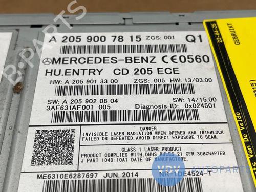 Radio MERCEDES-BENZ C-CLASS T-Model (S205) C 220 BlueTEC / d (205.204) | BP25975408E6 