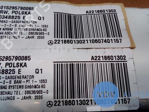 Passenger airbag MERCEDES-BENZ S-CLASS (W221, V221) S 500 (221.071, 221.171) | BP25944810C10 