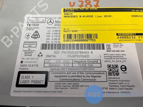 Radio MERCEDES-BENZ B-CLASS Sports Tourer (W246, W242) B 180 (246.242) | BP29886333E6
