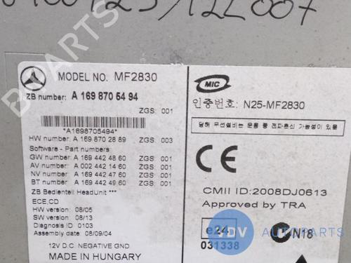 Radio MERCEDES-BENZ A-CLASS (W169) A 180 CDI (169.007, 169.307) | BP25942868E6 