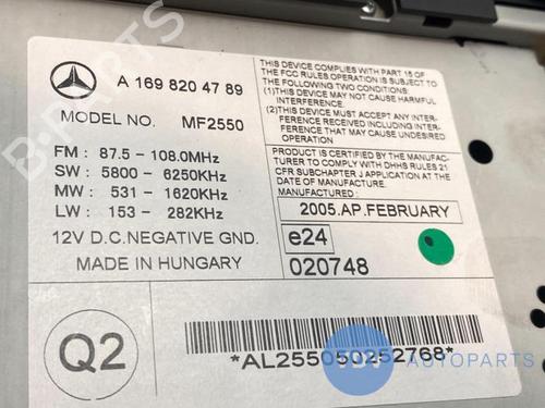 Radio MERCEDES-BENZ A-CLASS (W169) A 180 CDI (169.007, 169.307) | BP25952027E6 