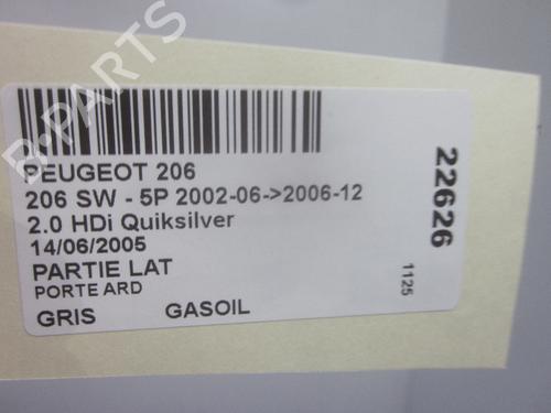 Right rear door PEUGEOT 206 SW (2E/K) 2.0 HDi | BP26068369C5 