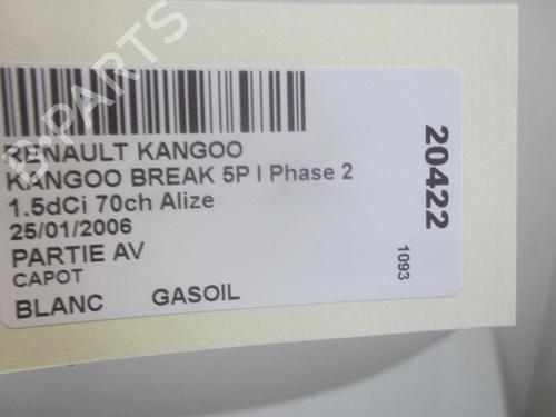 Hood RENAULT KANGOO (KC0/1_) 1.5 dCi | BP26071367C1