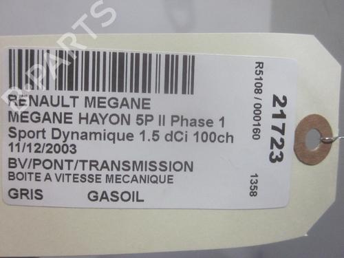 Gearbox RENAULT MEGANE II (BM0/1_, CM0/1_) 1.5 dCi (BM02, BM13, BM2A, CM02, CM13) | BP26077145M3 