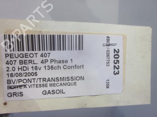 Gearbox PEUGEOT 407 (6D_) 2.0 HDi 135 (6DRHRH, 6DRHRE, 6DRHRG, 6DRHRJ) | BP26072763M3 
